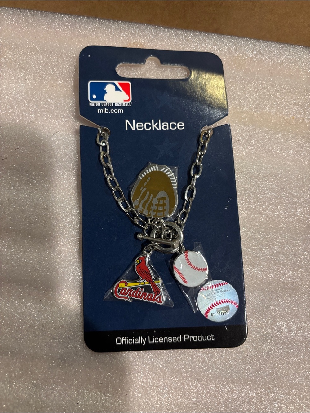 MLB Silver-Tone Charm Necklace with Baseball Pendants